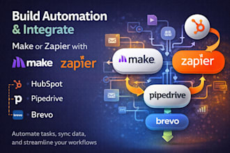 build automation and integrate make or zapier with hubspot pipedrive brevo CRM