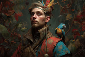 draw an unusual fantasy portrait for you