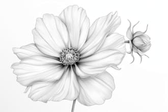 draw line art illustration botanical and flower beautifully