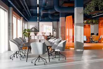 design modern  corporate coworking hubs with contemporary shared office segments