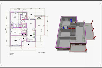 do 2d 3d house floor plan home designer blueprint with chief architect, autocad