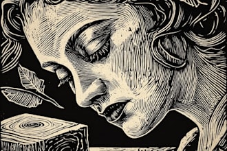 design bold linocut and woodcut style illustrations