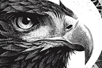 draw high quality illustration in linocut style