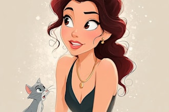 create a cartoon portrait in disney cartoon