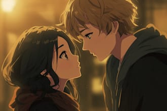 create romantic anime couple art in any style