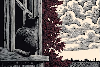 custom linocut illustrations handmade