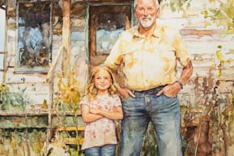 custom watercolor family portrait