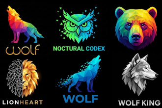 design origami, polygonal, low poly, geometric logo and t shirt
