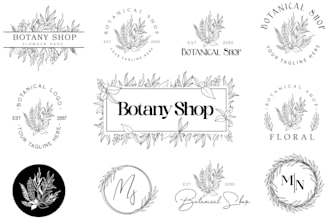 create hand drawn bohemian botanical feminine boho logo design