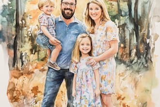 family portrait watercolor portrait