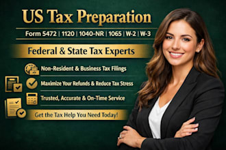 us tax preparation  form 5472 1120 1040nr 1065 w2 w3 federal  state