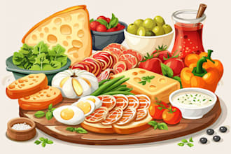 draw your food for culinary business in vector cartoon style