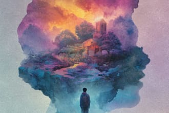make surreal watercolor painting for music album cover art