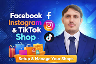 setup facebook shop , tiktok shop and instagram shopping