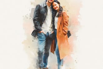 make a watercolor couple portrait