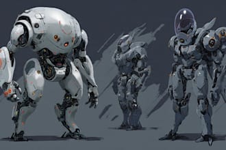 illustrate high quality futuristic mecha designs