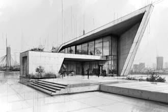 hand draw architecture and urban design sketches