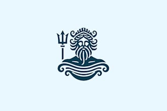 create high quality and beautiful poseidon logo design