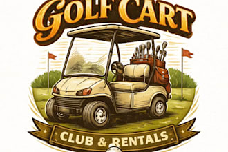 design high quality golf cart vintage logo with t shirt design