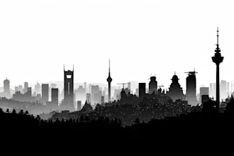 draw landscape silhouette city skyline city silhouette