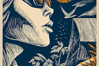 create a unique linocut portrait illustration for you