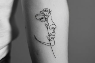 create a small, minimalistic, fine line spiritual tattoo