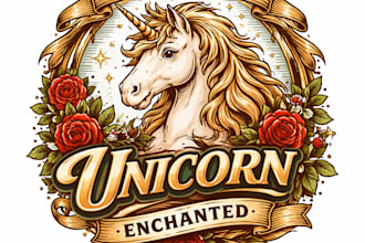 design high quality unicorn vintage logo with t shirt design