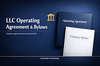 prepare custom llc operating agreements and company bylaws