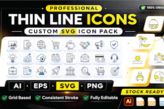 design clean, consistent thin line icon packs