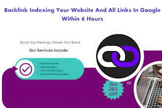 backlink indexing your website and all links in google within 6 hours
