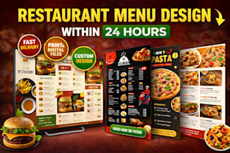 design a professional restaurant menu card with modern layout