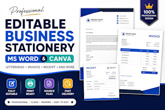 design editable business stationery in ms word or canva