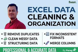 clean, format and organize excel or CSV data