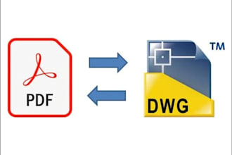 convert client owned PDF or sketch to autocad dwg with clean layers