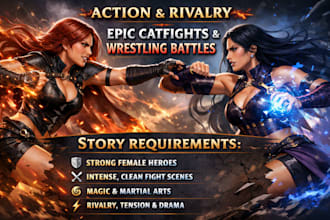 write nsfw catfight and women wrestling erotic story fantasy and fighting story