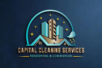 create house cleaning, janitorial, maid, commercial cleaning service logo design