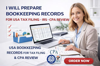 prepare bookkeeping records for USA tax filing irs CPA review support pro