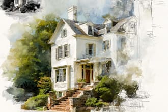 do an watercolor house portrait