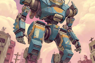draw amazing character mecha robot illustration