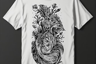 draw high quality linocut illustration for tshirt design