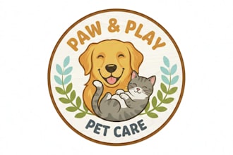 design a professional pets logo for your brand or business