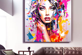 create unique printable digital oil paint abstract wall art design