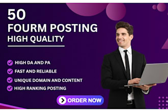 provide 50 forum posting dofollow backlinks to high da pa 30 plus websites