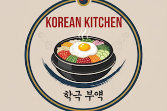design a professional korean food logo for your restaurant or brand