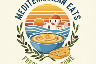 design a professional mediterranean food logo for your restaurant or brand