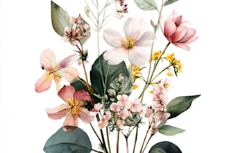 draw botanical illustration flower, plant