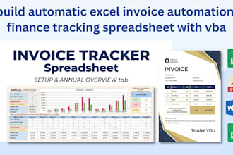build automatic excel invoice automation, finance tracking spreadsheet with vba