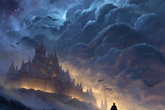 draw fantasy illustration of book cover