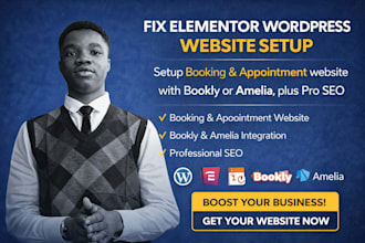 fix elementor wordpress website setup booking appointment bookly amelia pro seo
