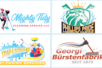 design clean house janitorial, pressure wash or commercial cleaning service logo